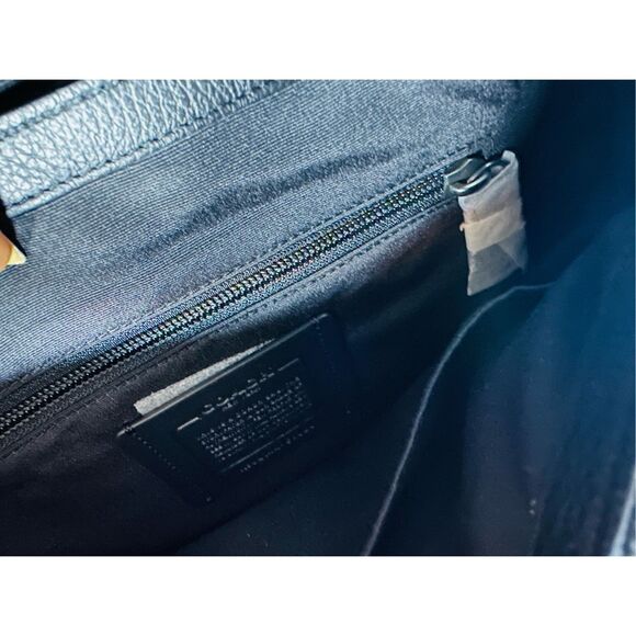 COACH NWT Thompson Crossbody Bag Jacquard Varsity Stripe Black Leather Snap - Picture 12 of 12